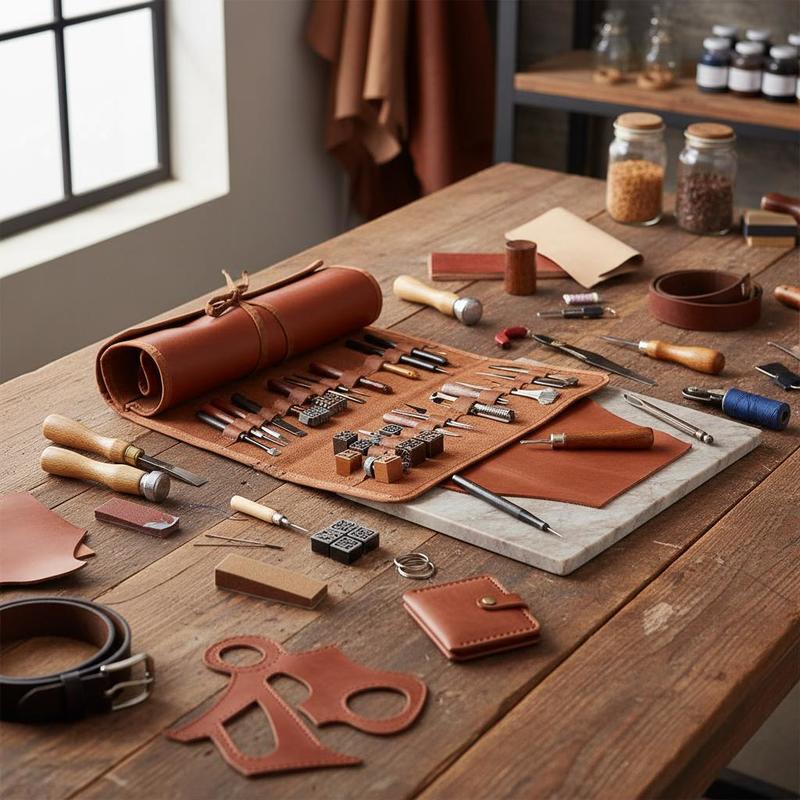 Leather Workshop - 72-teiliges Lederhandwerk-Zubehör-Set 10x6x2 Zoll für DIY-Projekte,