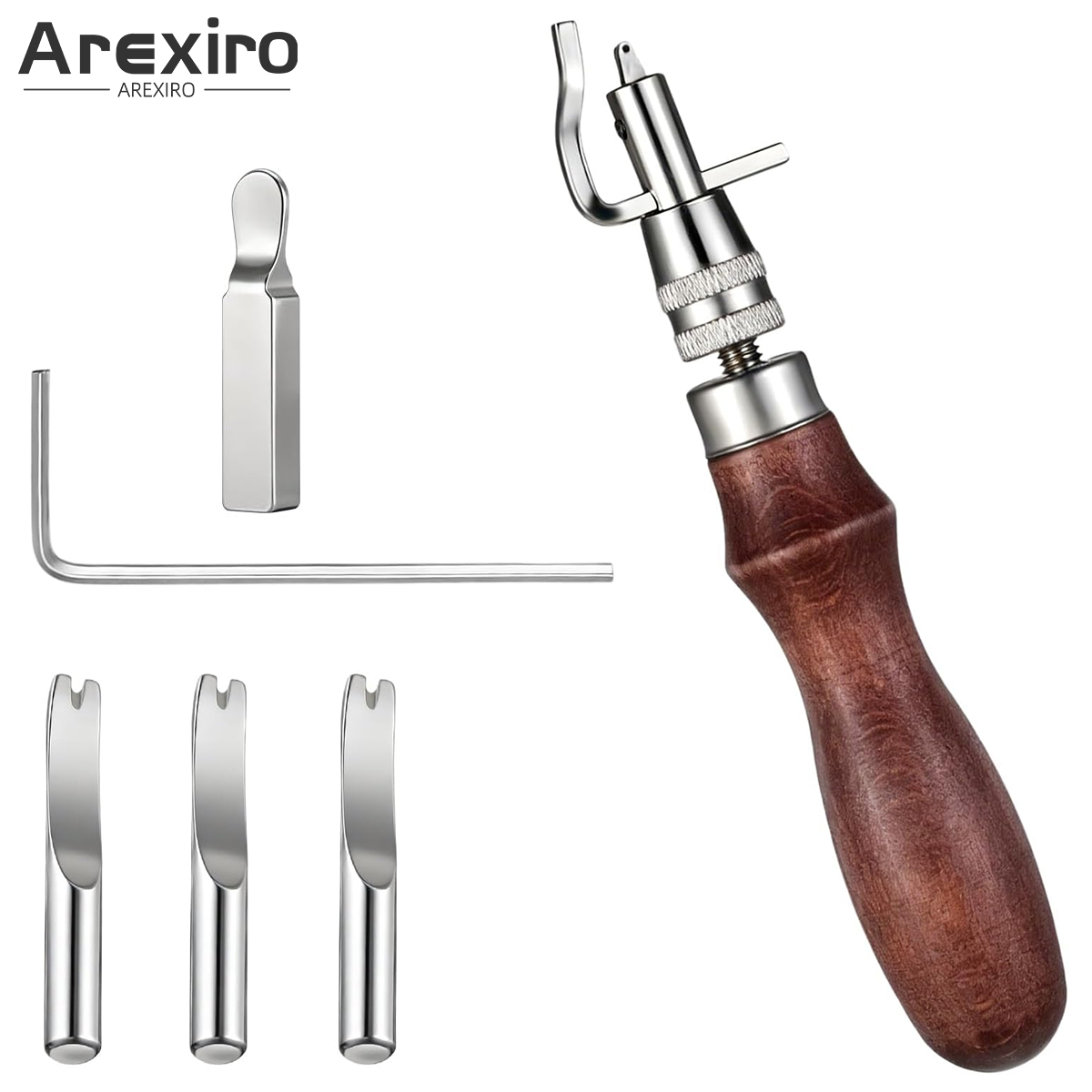 Leatherwork Edge Creaser - 7-in-1 Verstellbares Leder-Nähwerkzeug-Set, Tragbarer Kantenfalt- und