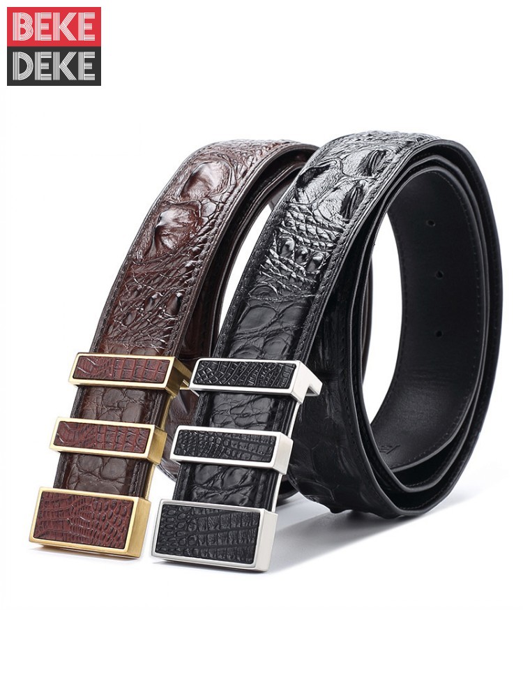 Leather Works Belt - Hochwertiger Herren-Gürtel aus echtem Krokodil-Leder, Business-Büro,