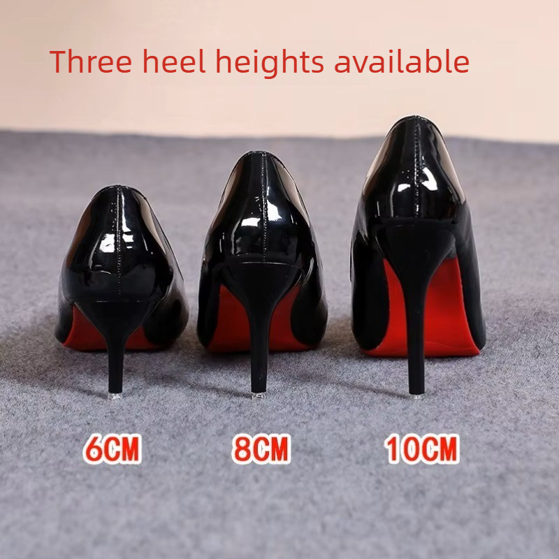 Leather Work Women Shoes - Sexy Spitze Lackleder High Heels Elegante