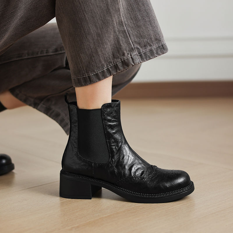 Leather Work Women Shoes - NEUE Herbststiefel für Damen, Spaltlederschuhe für