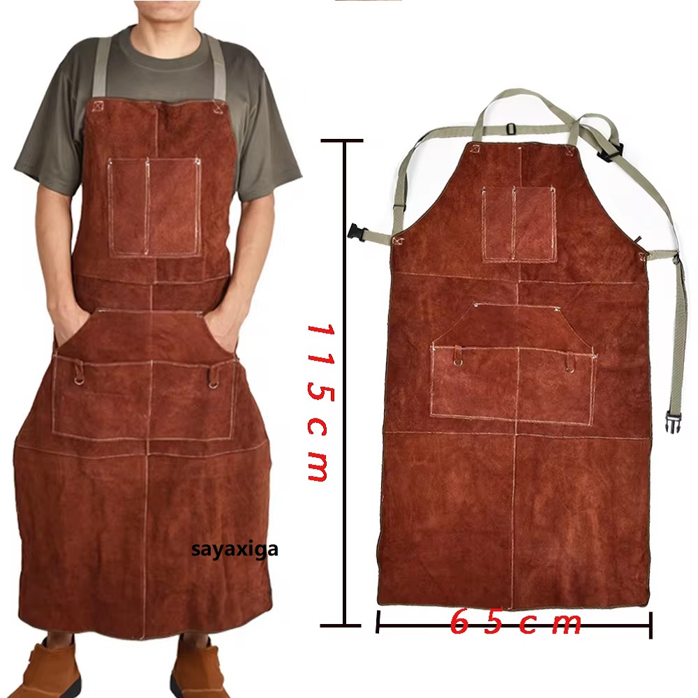 Leather Work Overalls - Schweißanzug aus Rindsleder, waschbar, wärmeisolierend, Schweißschürze