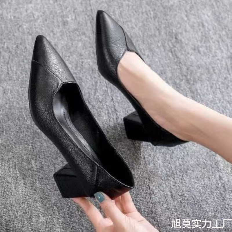 Leatherwork Jobs - Weiche Leder-High-Heels für Damen, Grobe Absätze,
