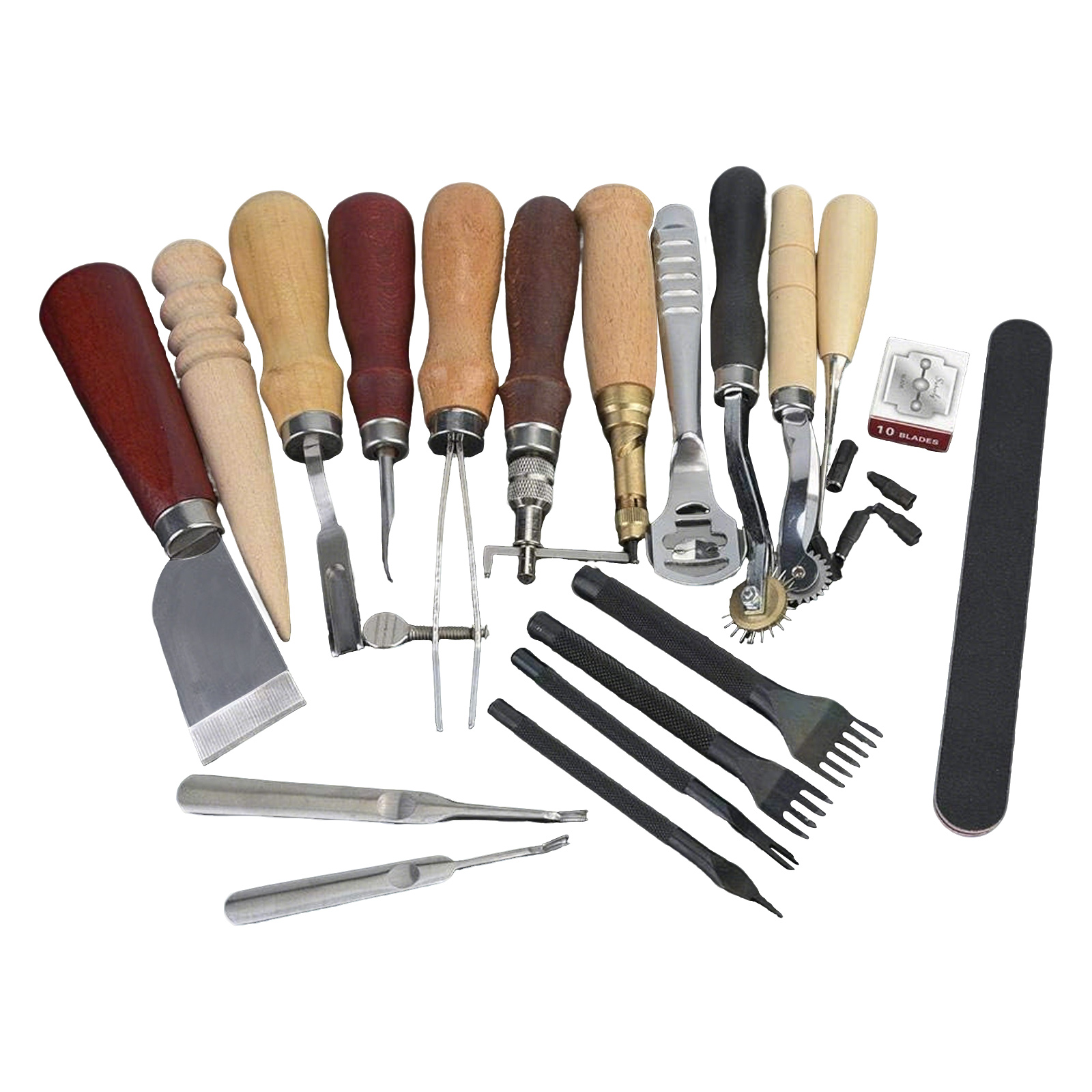 Leatherwork Craft - Lederwerkzeuge, 19-teiliges Lederhandwerks-Set zum Nähen, Stanzen