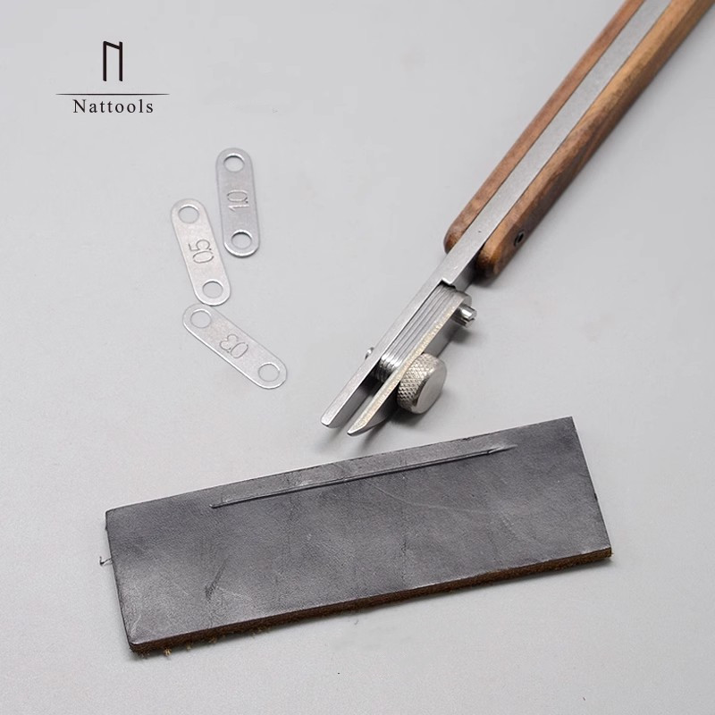 Leatherwork Edge Creaser - Nattools verstellbares Lederkantenfaltenwerkzeug, 2,0–5,8 mm Abstand