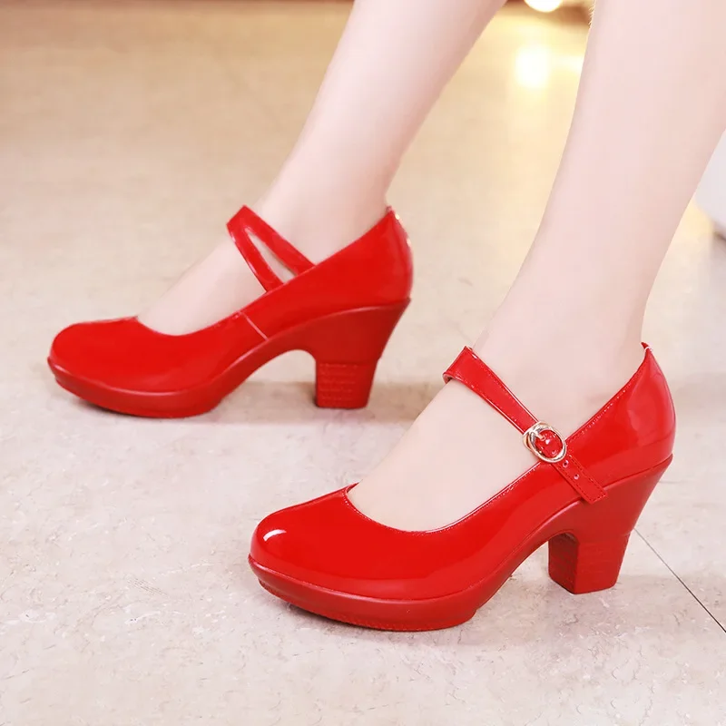 Leather Work Women Shoes - Kleine Größen 32-43 Mary Janes Plateau-Pumps