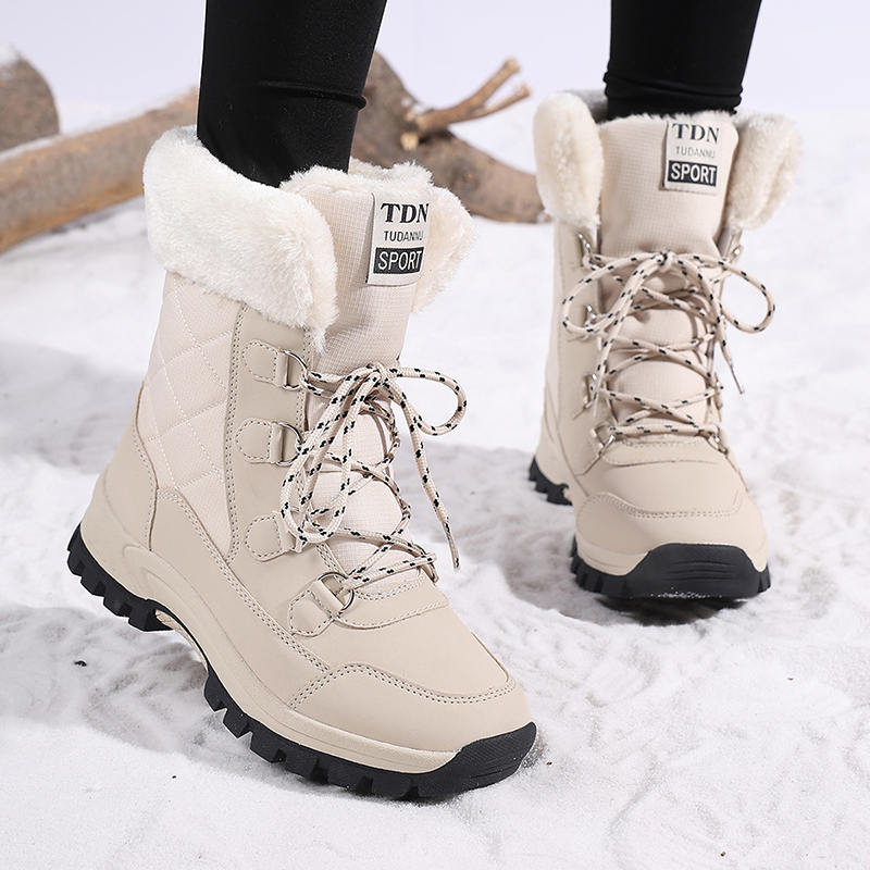 Leather Work Women Shoes - Winter Damen Schneestiefel Wasserdichte Ledersneaker Super