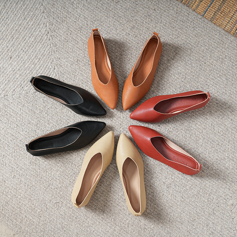 Leather Work Women Shoes - Frühlings- und Herbstmode Neue Quadratische Spitze