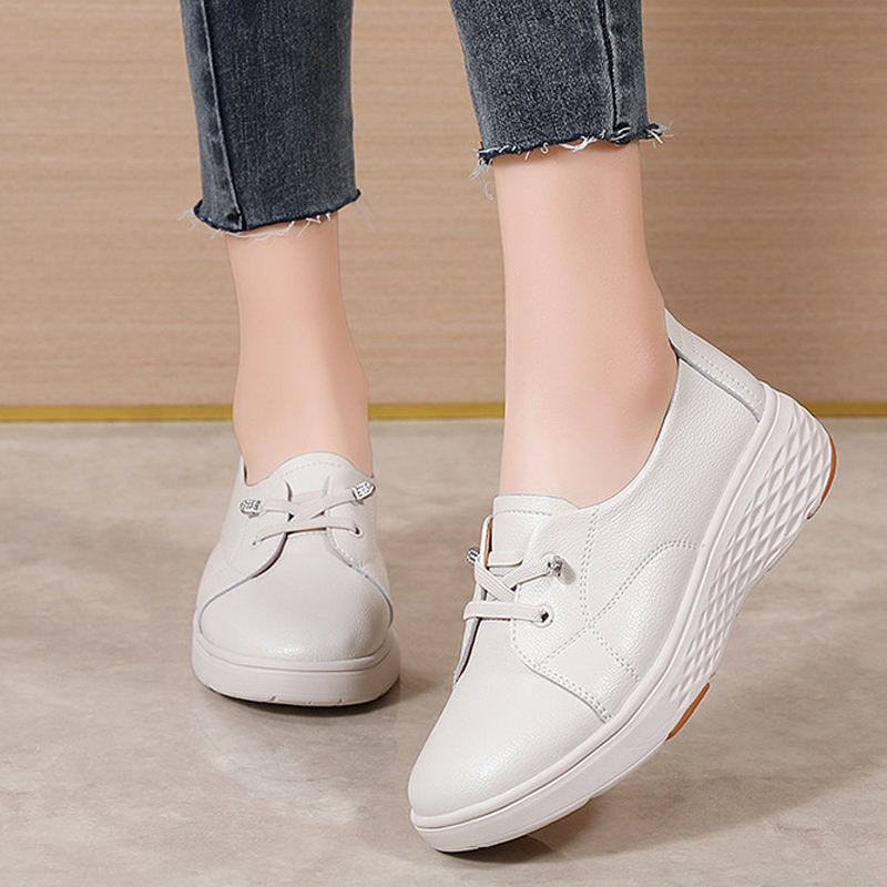 Frühling Herbst Damen Bequeme  – Leather Work Women Shoes Bewertung und Preis