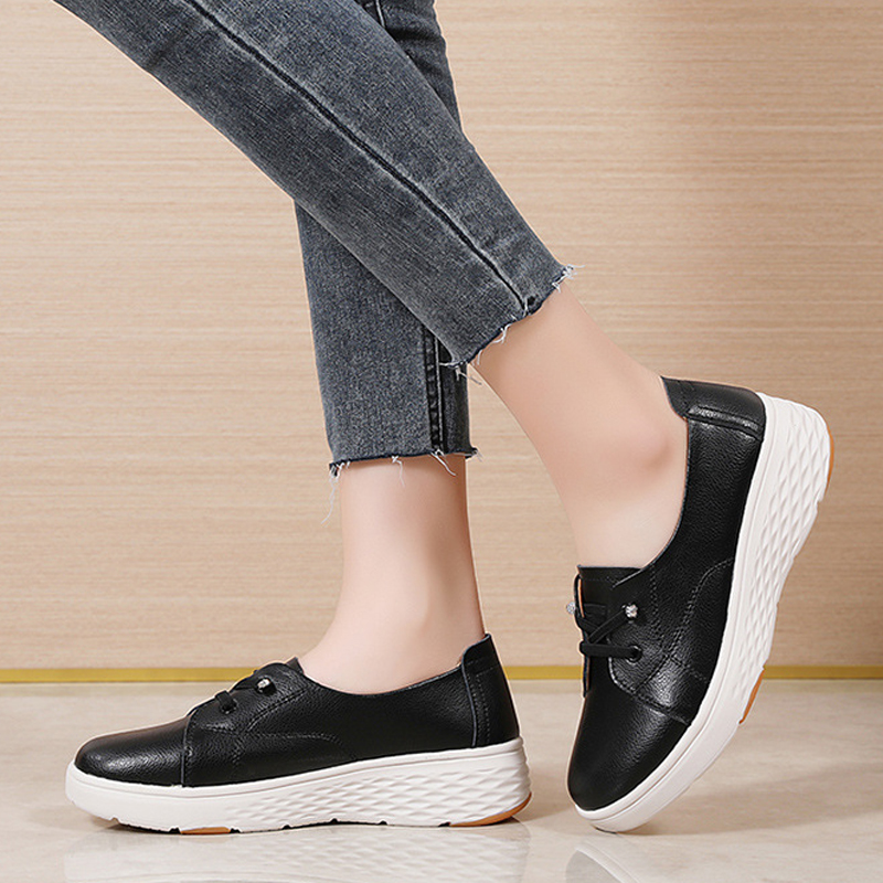 Frühling Herbst Damen Bequeme  – Leather Work Women Shoes Bewertung und Preis