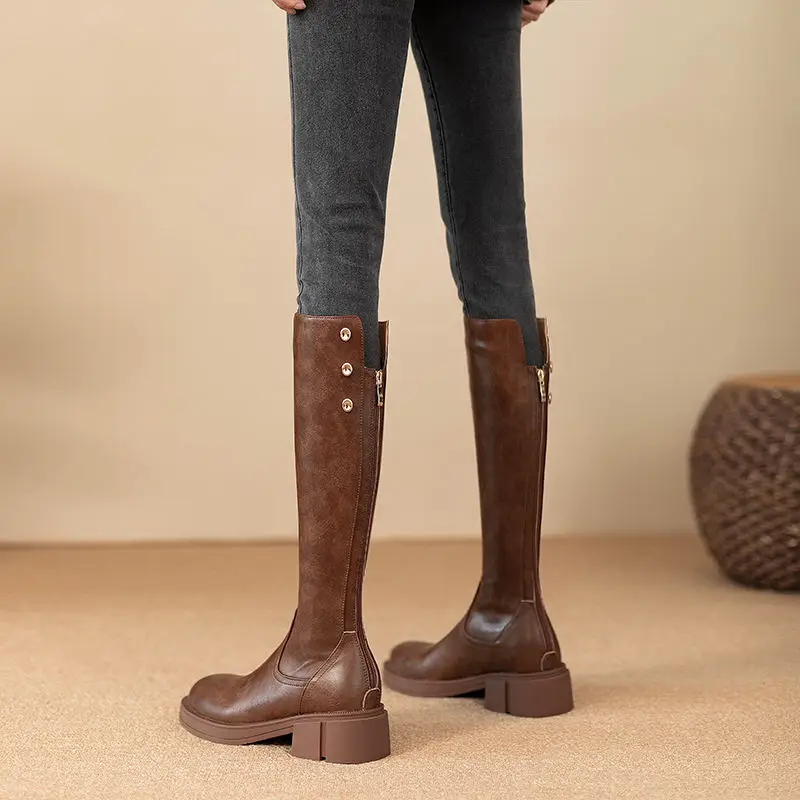 Herbst Winter Mittleren Absatz – Leather Work Women Shoes Bewertung und Preis