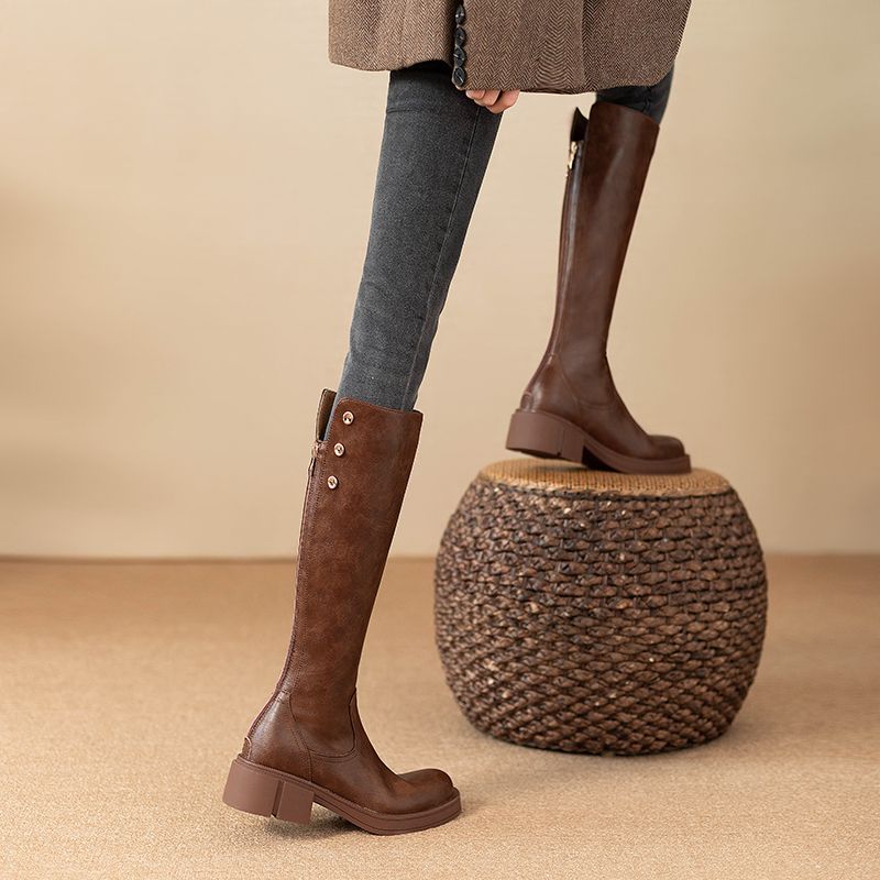 Herbst Winter Mittleren Absatz – Leather Work Women Shoes Bewertung und Preis